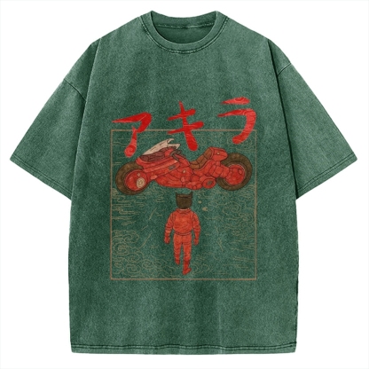Neo Tokyo Cat Ukiyo-e Kawaii Japanese Vintage Washed T-shirt