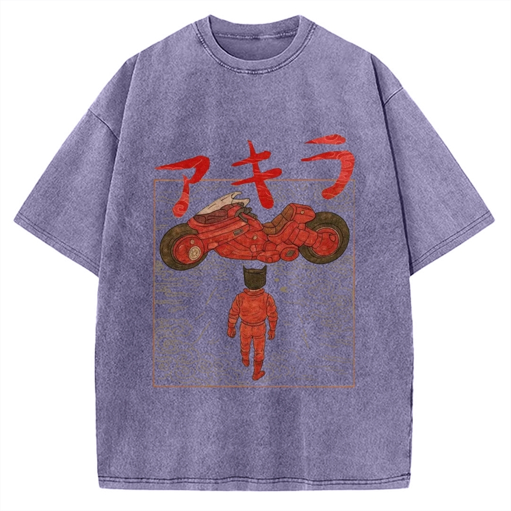 Neo Tokyo Cat Ukiyo-e Kawaii Japanese Vintage Washed T-shirt