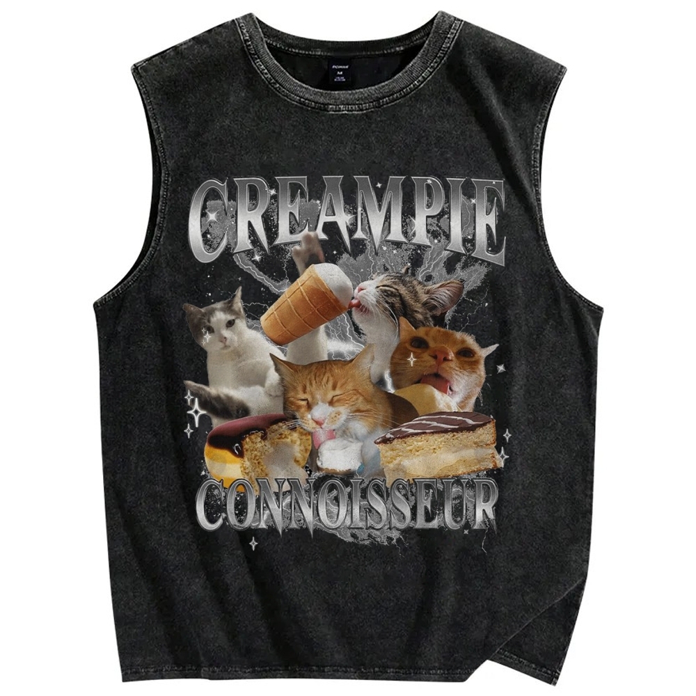 CatVintage Distressed Washed Tank Top