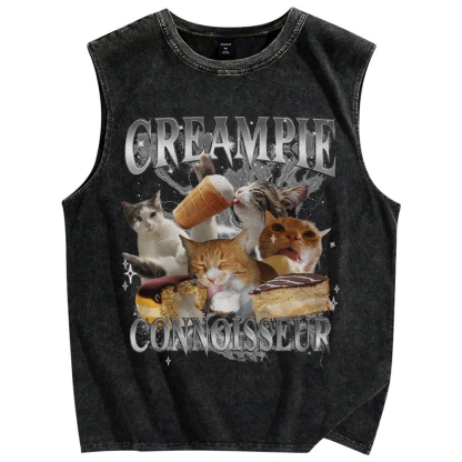 CatVintage Distressed Washed Tank Top