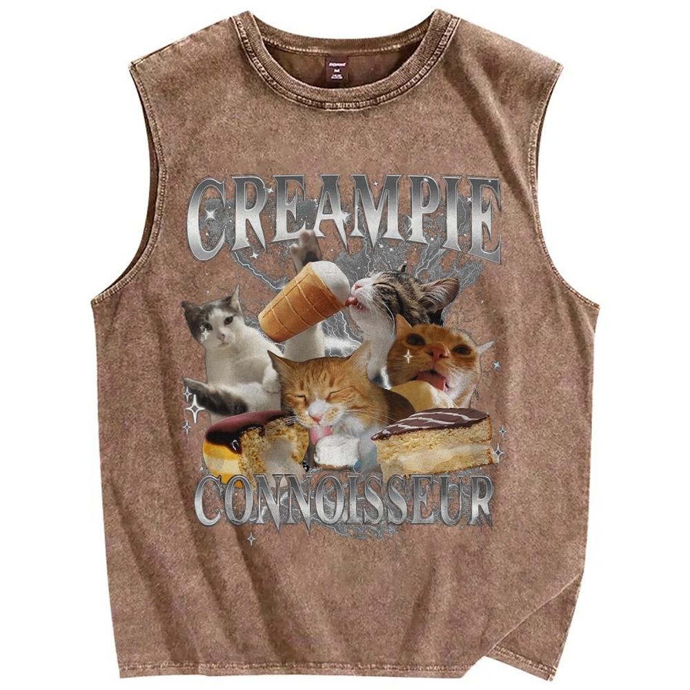 CatVintage Distressed Washed Tank Top