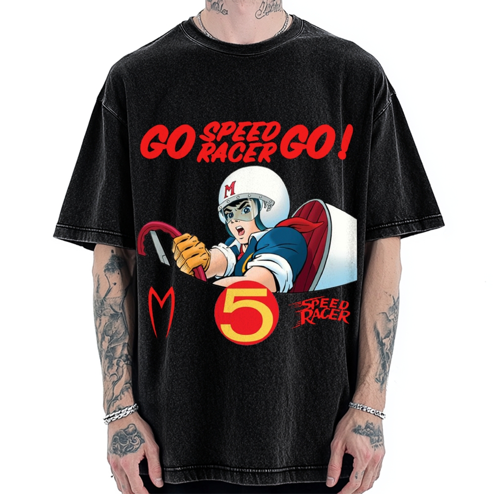 Japanese Anime Car Speed Racing Retro Vintage Washed T-shirt