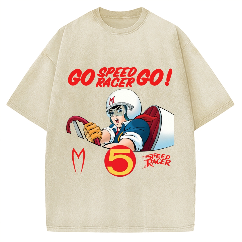 Japanese Anime Car Speed Racing Retro Vintage Washed T-shirt