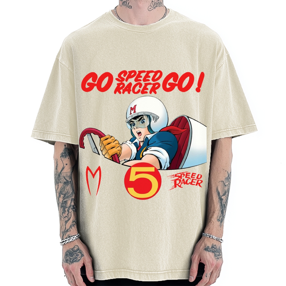 Japanese Anime Car Speed Racing Retro Vintage Washed T-shirt