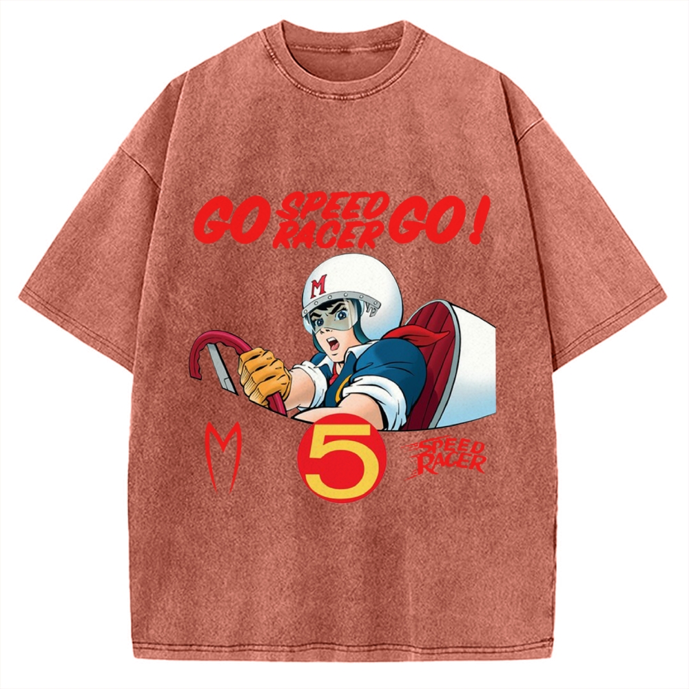 Japanese Anime Car Speed Racing Retro Vintage Washed T-shirt