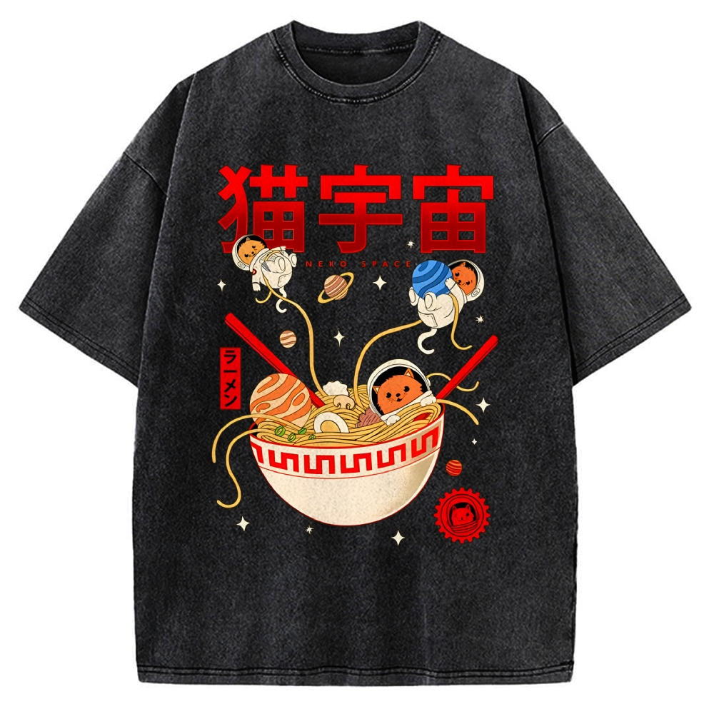 Neko Space - Ramen Adventures Vintage Washed T-shirt