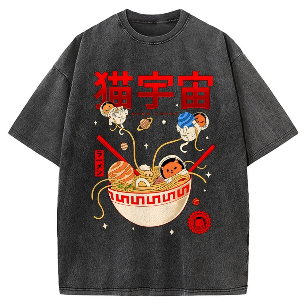 Neko Space - Ramen Adventures Vintage Washed T-shirt