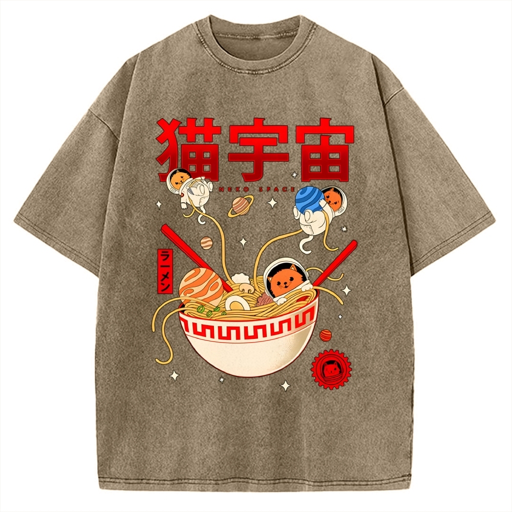 Neko Space - Ramen Adventures Vintage Washed T-shirt