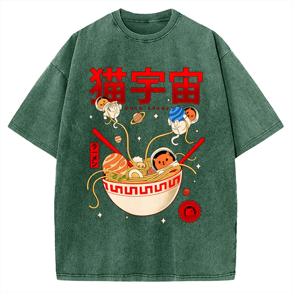 Neko Space - Ramen Adventures Vintage Washed T-shirt