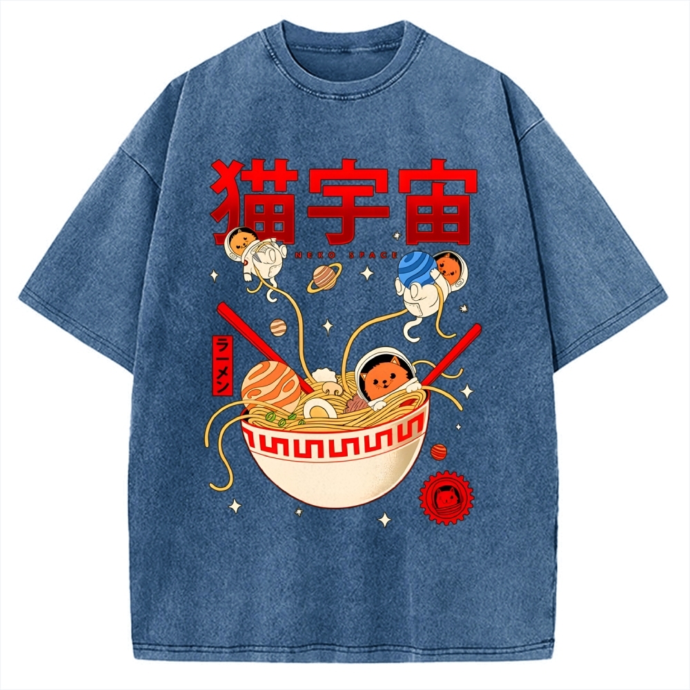 Neko Space - Ramen Adventures Vintage Washed T-shirt