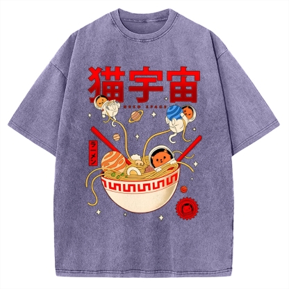 Neko Space - Ramen Adventures Vintage Washed T-shirt