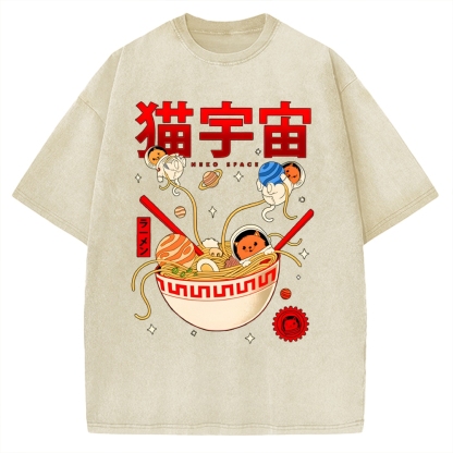 Neko Space - Ramen Adventures Vintage Washed T-shirt