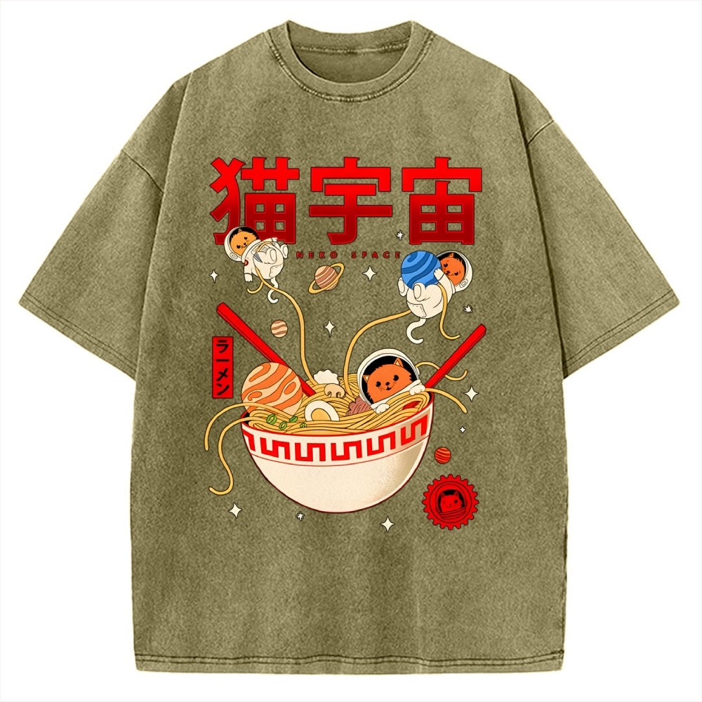 Neko Space - Ramen Adventures Vintage Washed T-shirt