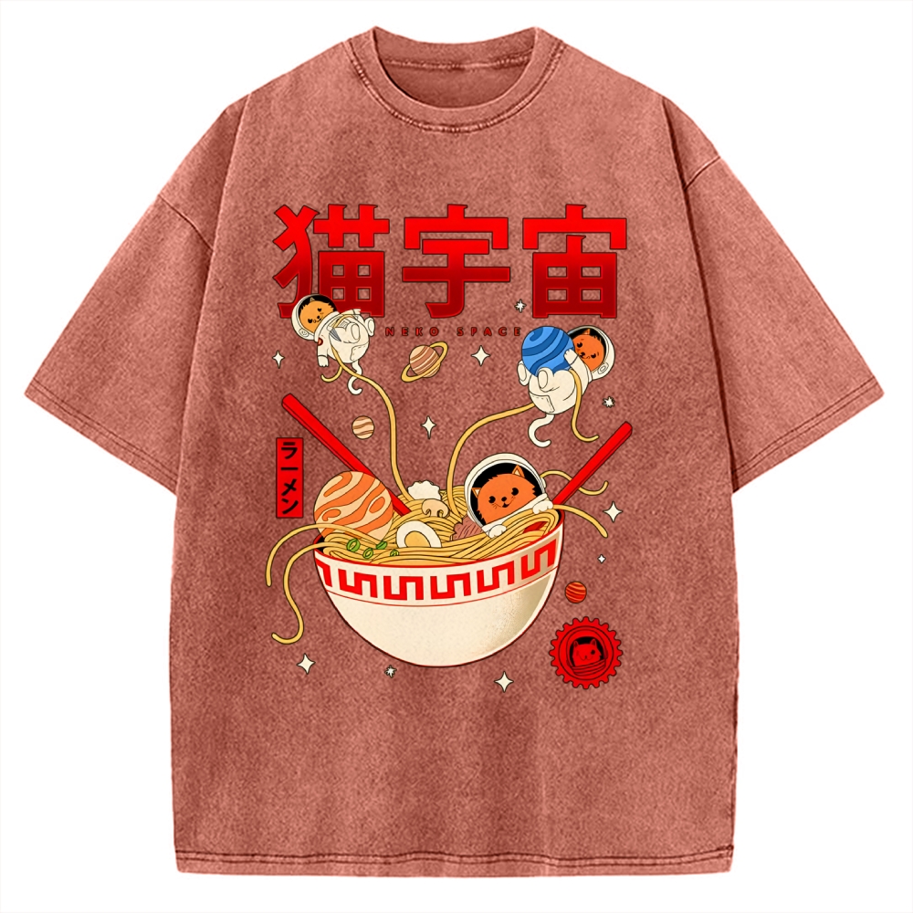 Neko Space - Ramen Adventures Vintage Washed T-shirt