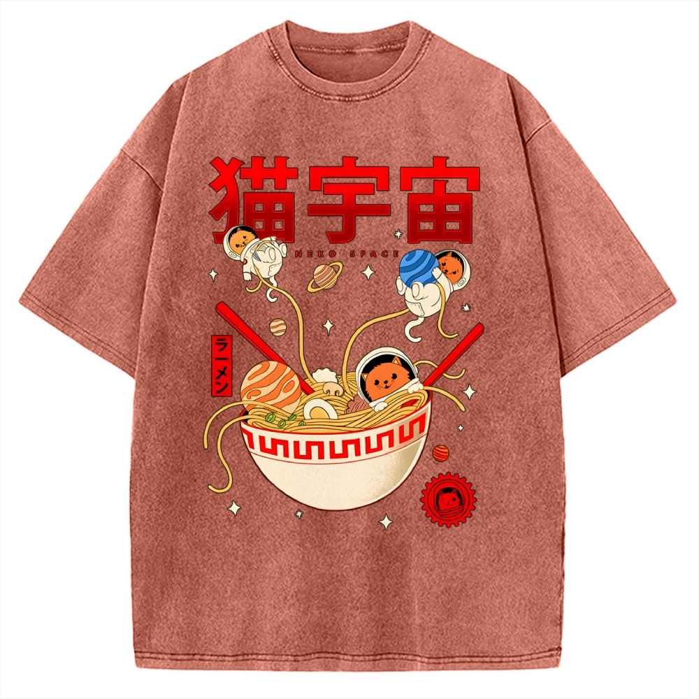 Neko Space - Ramen Adventures Vintage Washed T-shirt