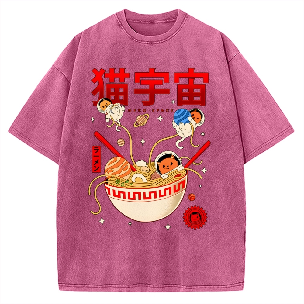 Neko Space - Ramen Adventures Vintage Washed T-shirt