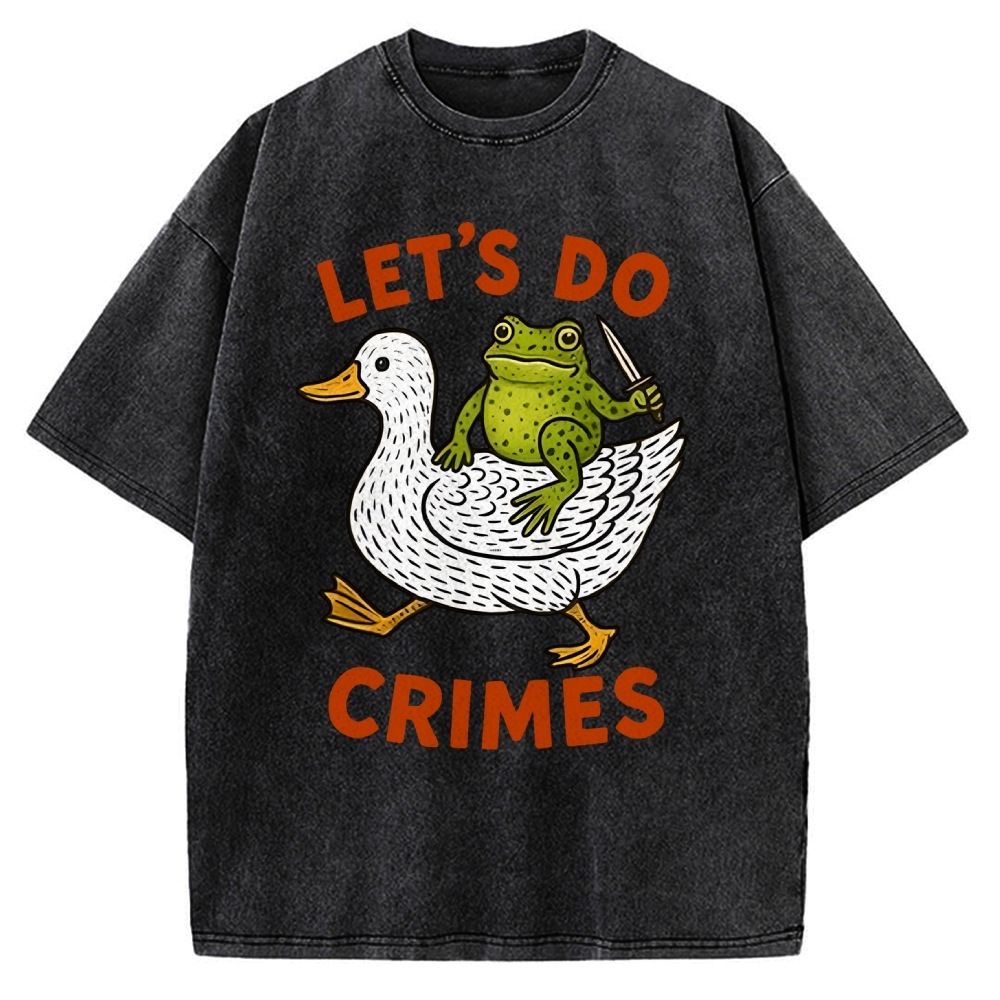 Frog Ready To Commit Crime Vintage Washed T-shirt