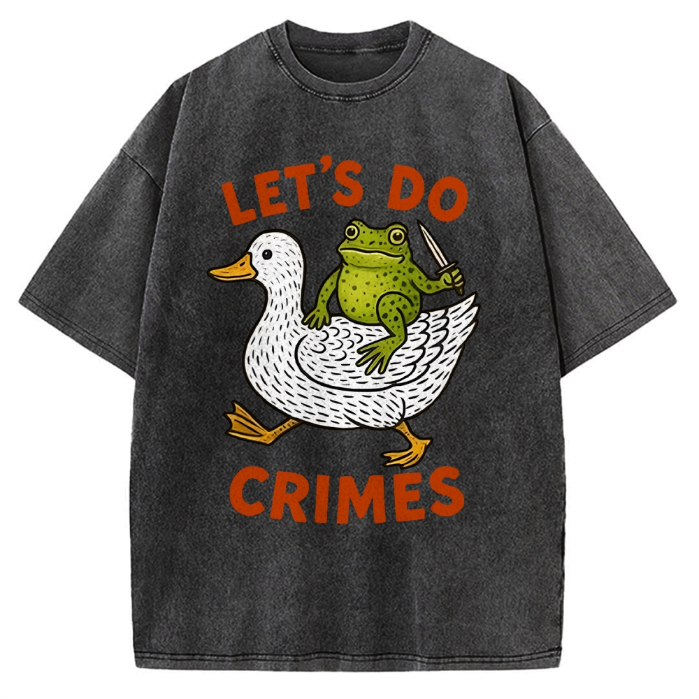 Frog Ready To Commit Crime Vintage Washed T-shirt