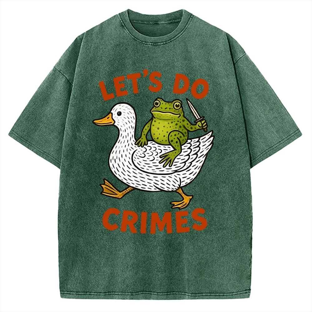 Frog Ready To Commit Crime Vintage Washed T-shirt