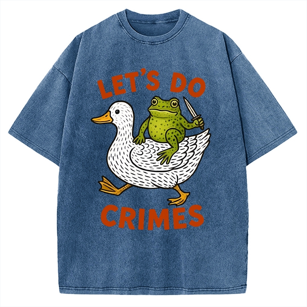 Frog Ready To Commit Crime Vintage Washed T-shirt