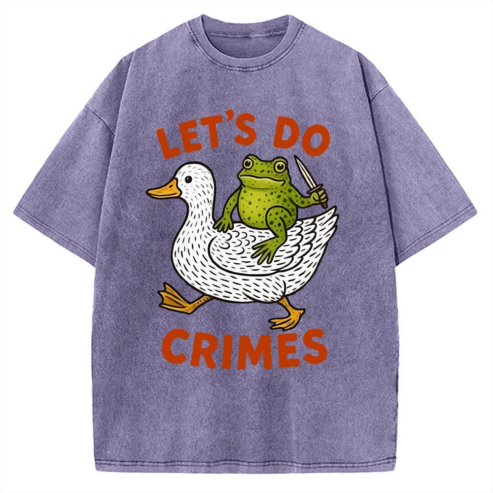 Frog Ready To Commit Crime Vintage Washed T-shirt