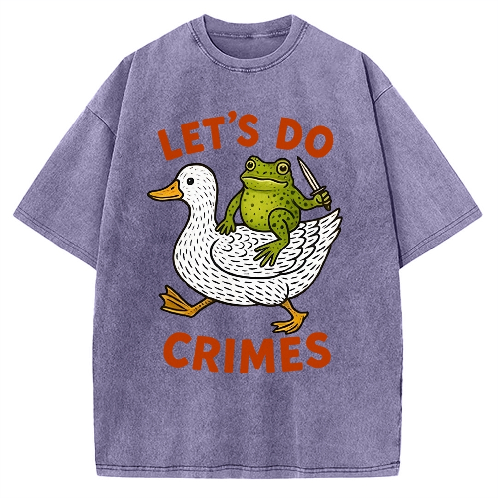 Frog Ready To Commit Crime Vintage Washed T-shirt