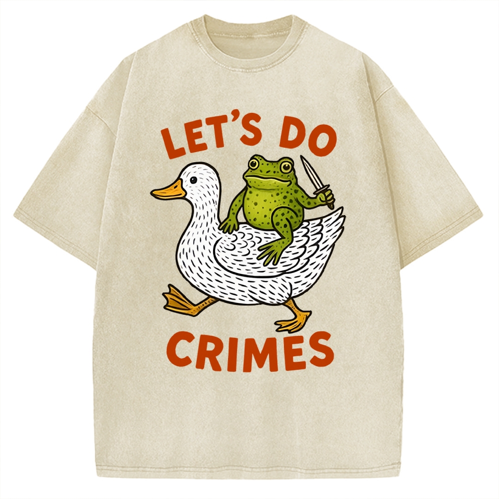 Frog Ready To Commit Crime Vintage Washed T-shirt