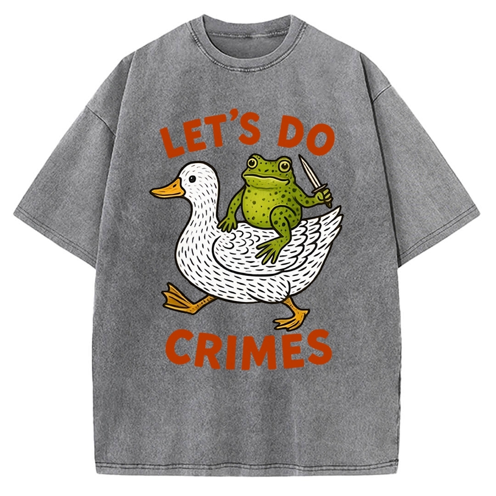 Frog Ready To Commit Crime Vintage Washed T-shirt