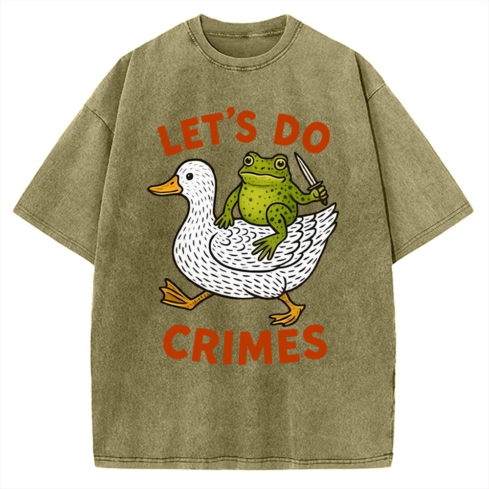 Frog Ready To Commit Crime Vintage Washed T-shirt