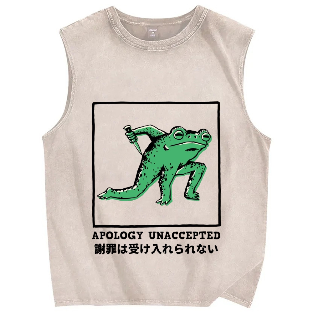 Apology Unacceted Frog Vintage Distressed Washed Tank Top