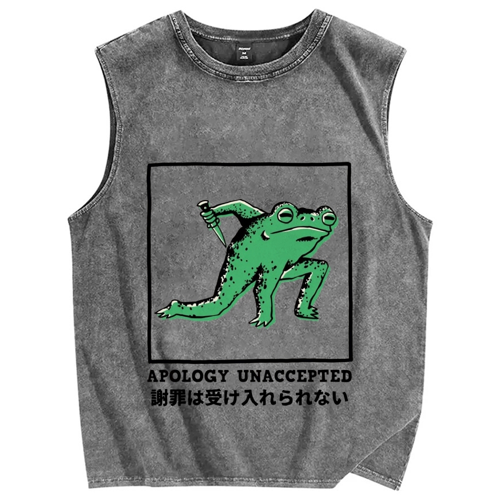 Apology Unacceted Frog Vintage Distressed Washed Tank Top
