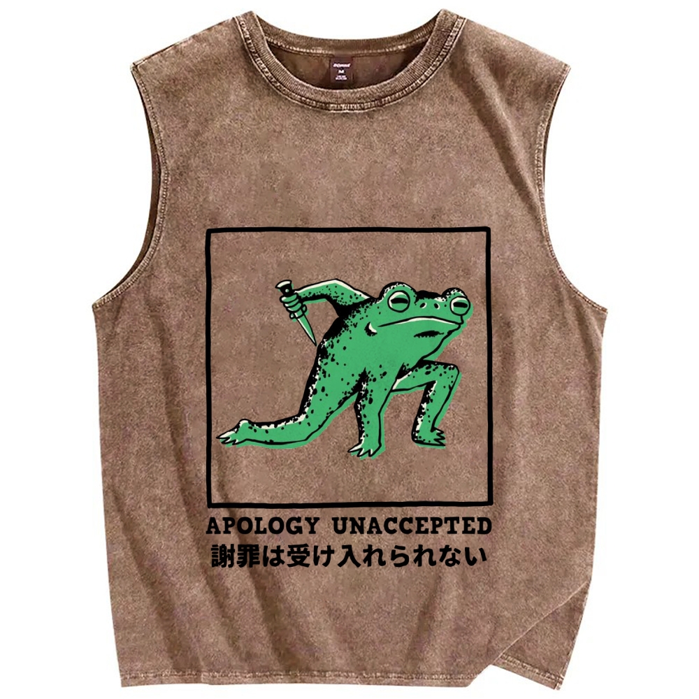 Apology Unacceted Frog Vintage Distressed Washed Tank Top