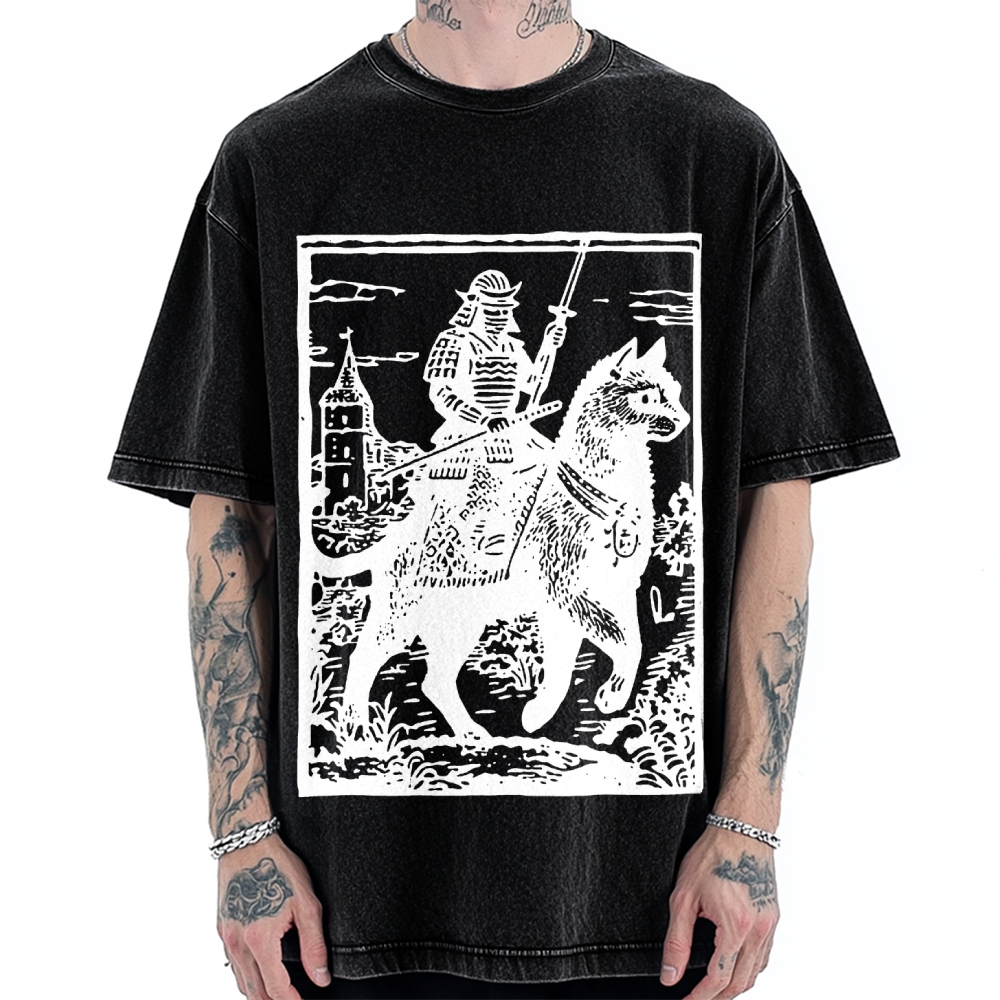 Cat Samurai Vintage Washed T-shirt