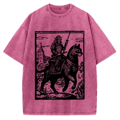 Cat Samurai Vintage Washed T-shirt