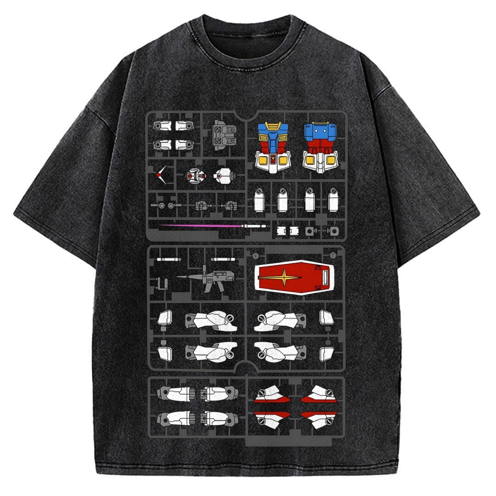 Robot Gunpla Part Tray Runner Vintage Washed T-shirt