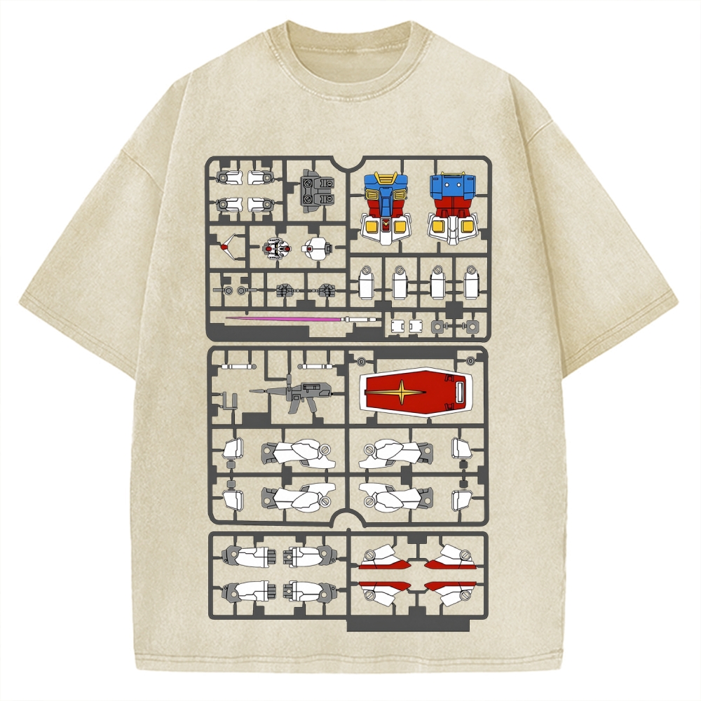 Robot Gunpla Part Tray Runner Vintage Washed T-shirt
