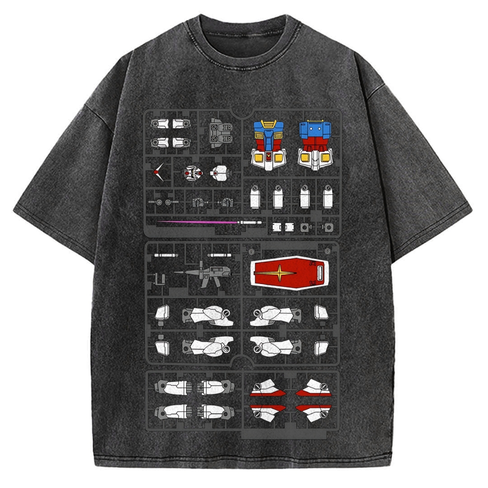 Robot Gunpla Part Tray Runner Vintage Washed T-shirt