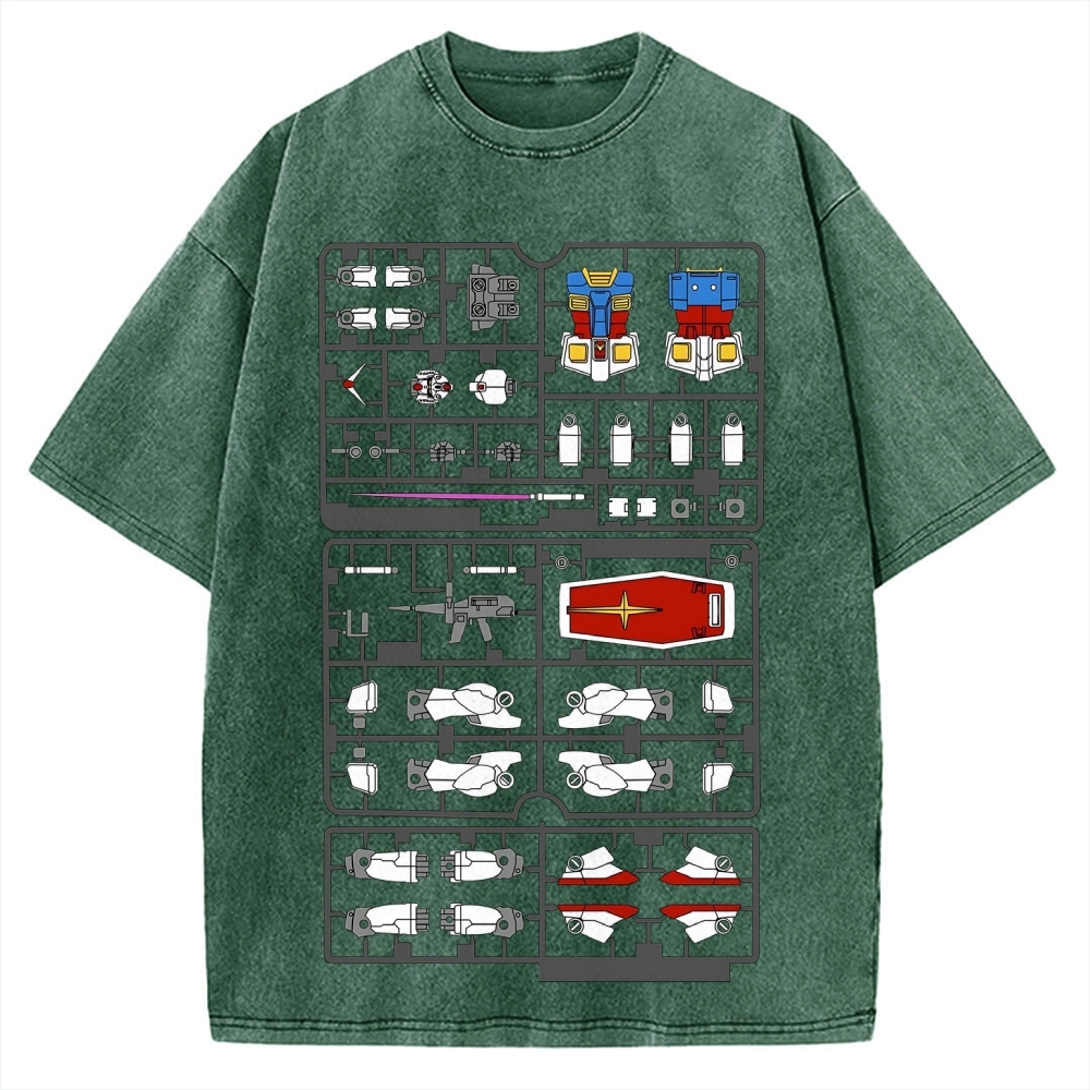 Robot Gunpla Part Tray Runner Vintage Washed T-shirt