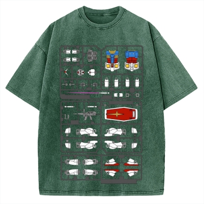 Robot Gunpla Part Tray Runner Vintage Washed T-shirt