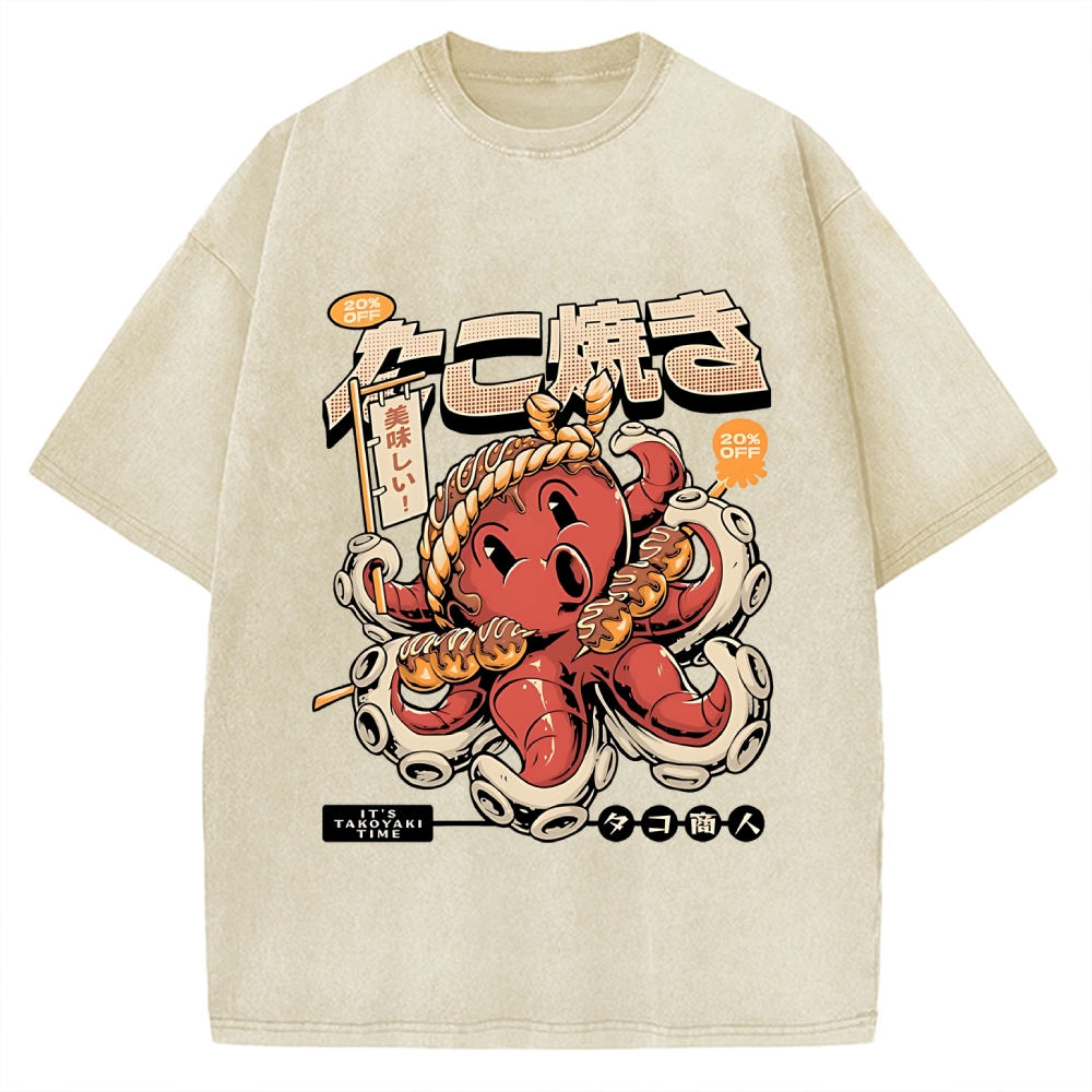 Japan Osaka Delicious Takoyaki Vintage Washed T-shirt