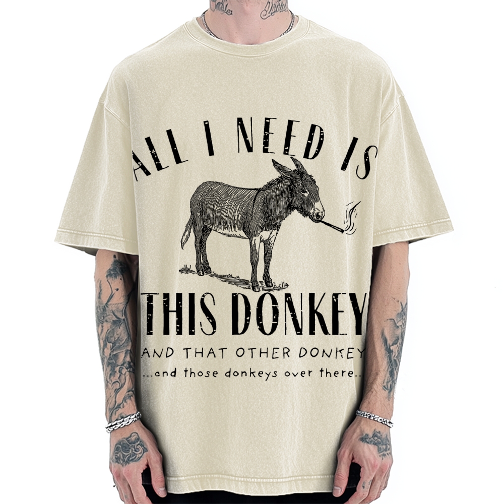 I Need All The Donkeys Vintage Washed T-shirt