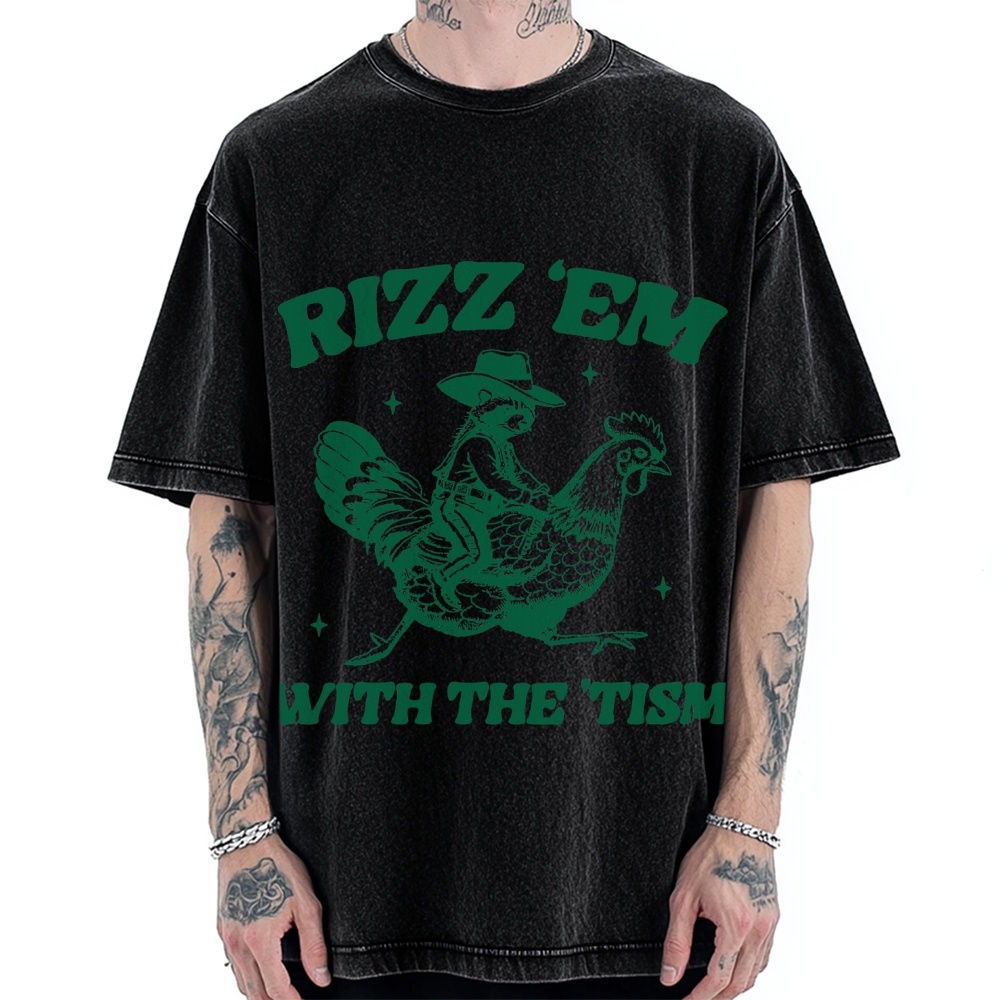 Chicken Autism Raccoon Vintage Washed T-shirt