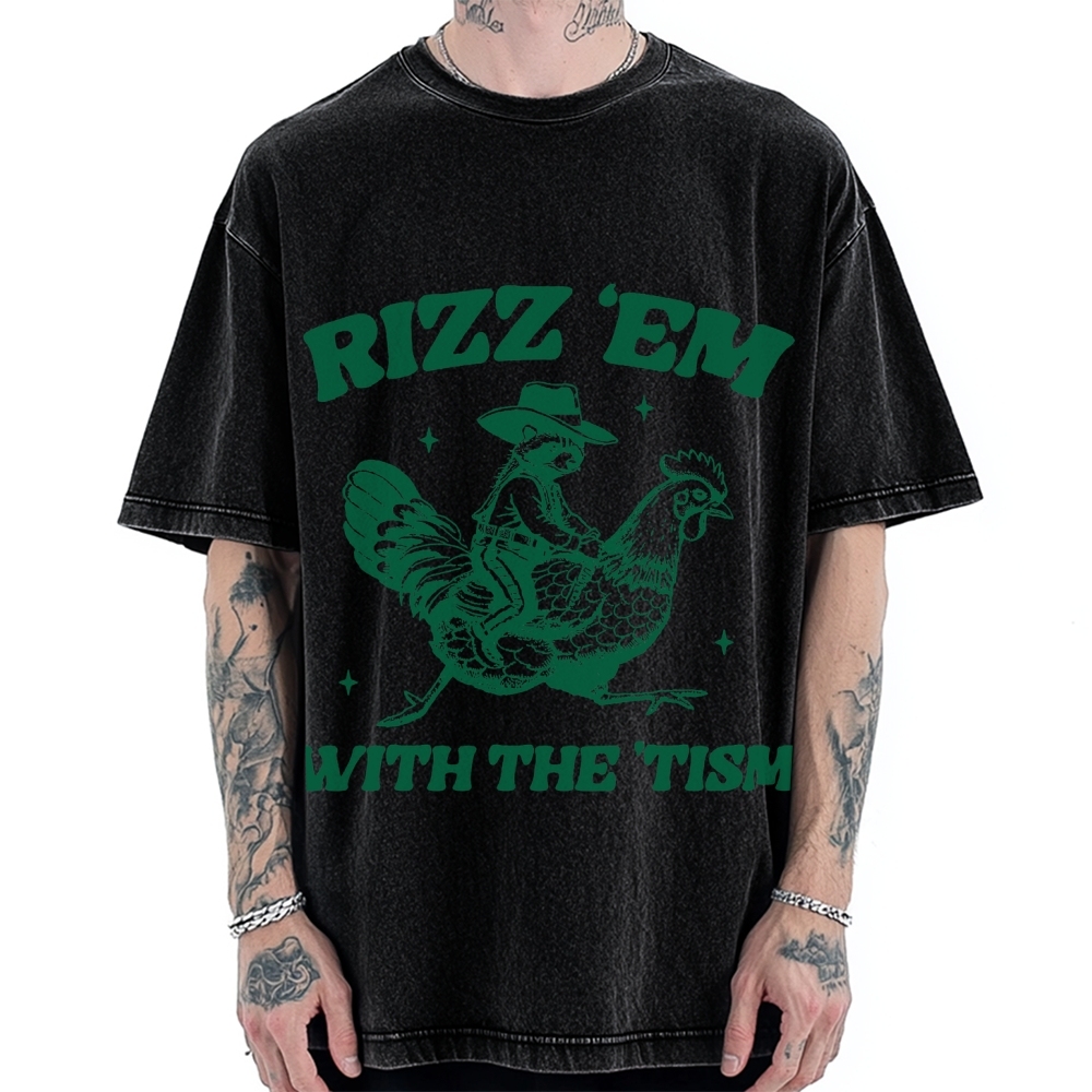 Chicken Autism Raccoon Vintage Washed T-shirt