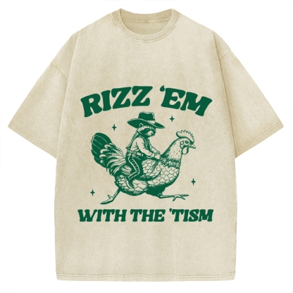 Chicken Autism Raccoon Vintage Washed T-shirt