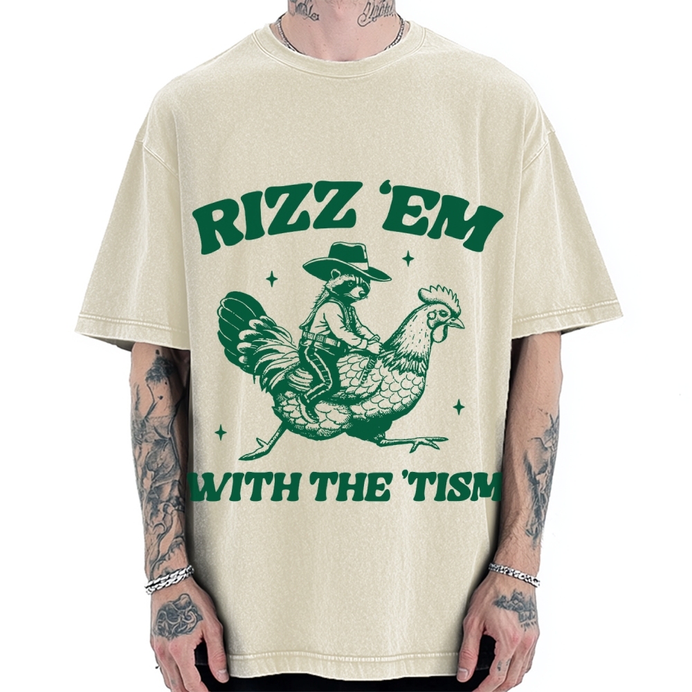 Chicken Autism Raccoon Vintage Washed T-shirt