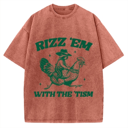 Chicken Autism Raccoon Vintage Washed T-shirt