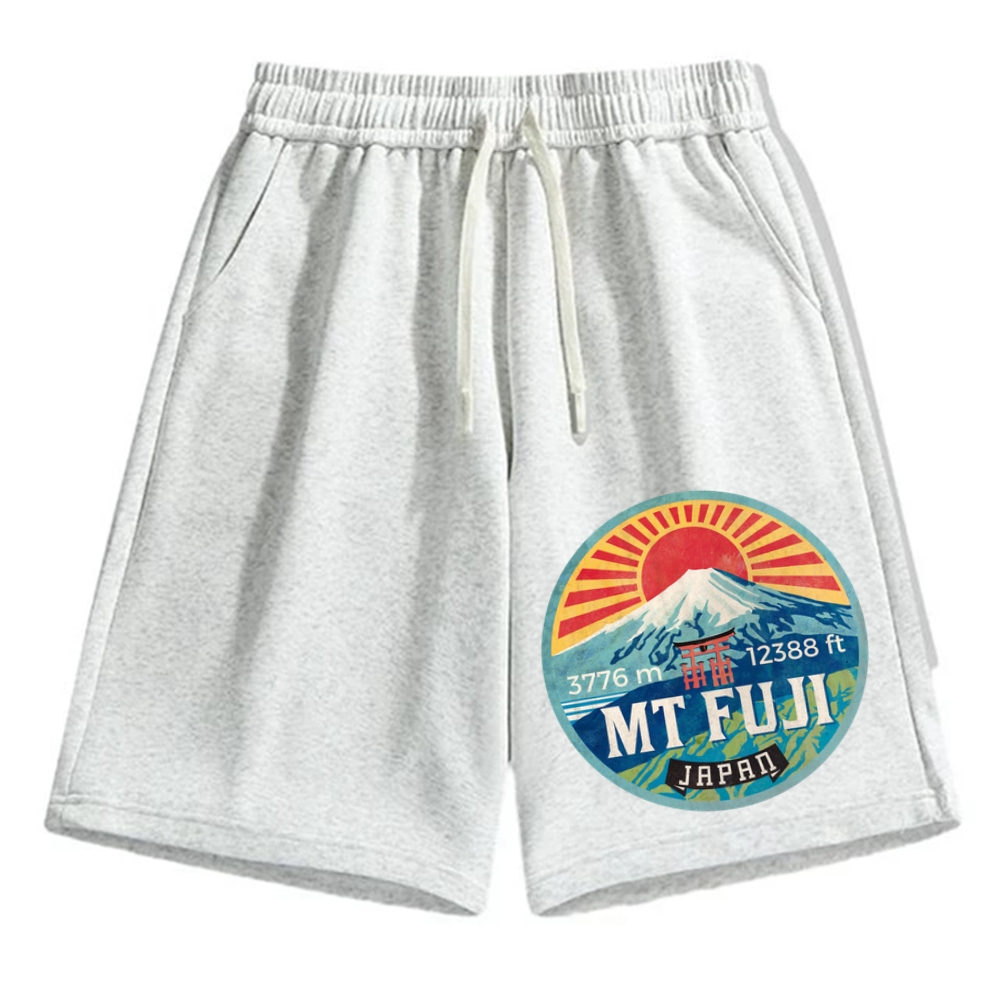 Mt Fuji & Torii Japanese Style Logo Cotton Casual Shorts