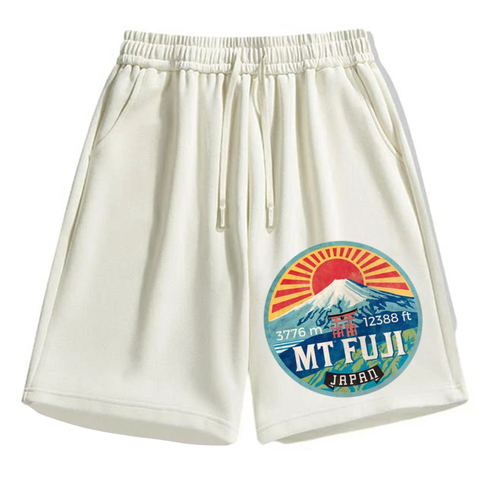 Mt Fuji & Torii Japanese Style Logo Cotton Casual Shorts