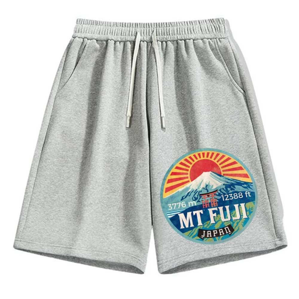 Mt Fuji & Torii Japanese Style Logo Cotton Casual Shorts