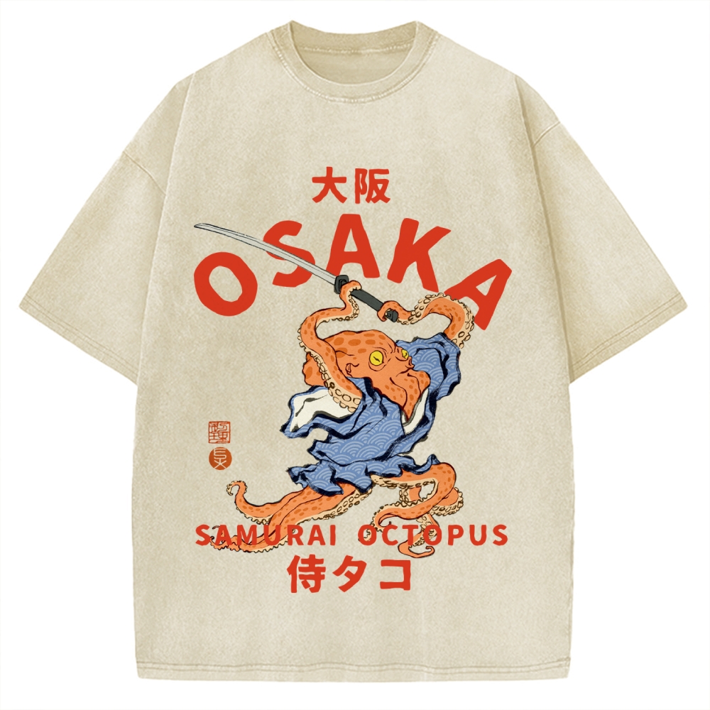 Osaka Samurai Octopus Vintage Washed T-shirt